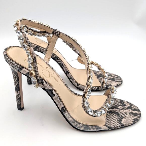 Jessica Simpson Jaycin Heel Sandal Women's Black/White Size US8.5M EU39.5 - Picture 4 of 10